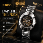 RADO Black Skeleton Automatic Watch – Luxury That Speaks Without Words